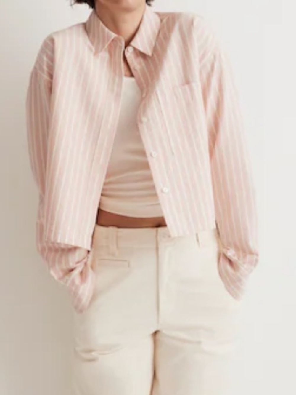 NWT Madewell The Signature Oxford Crop Shirt XL in Dusty Rose